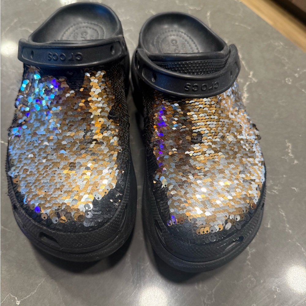 Black Platform Clogs With Sequins - image 1